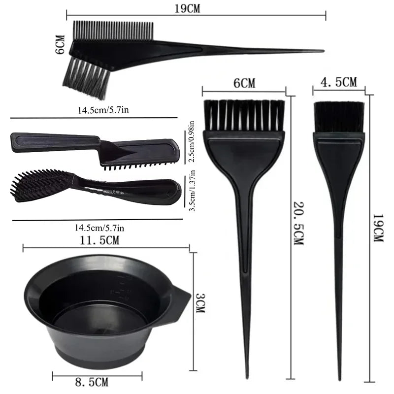 Professional Hair Dyeing Kit with Mixing Bowls and Brushes - Salon Color Tools Set