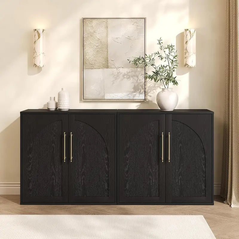 Minimalist Arched Storage Cabinet with Adjustable Shelves for Entryway and Dining Room