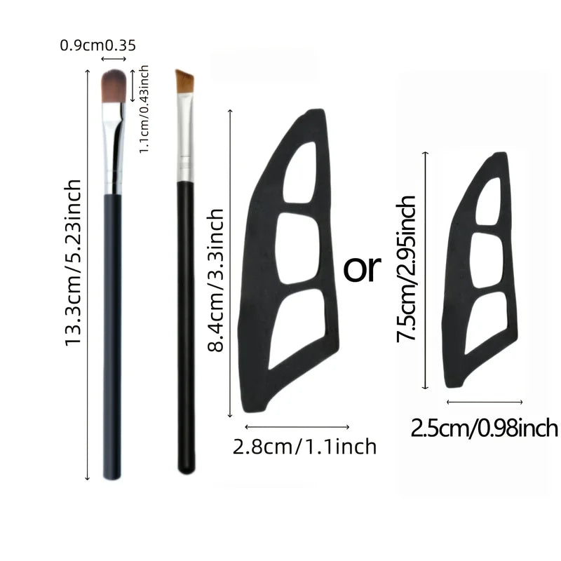 3 Pcs Eye Makeup Brush Set with Templates & Mold - Eyeshadow Tools