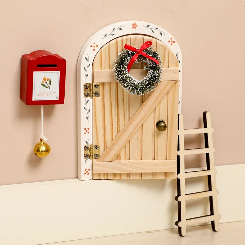 Mini Fairy Elf Door Toy Dollhouse Wooden Home Decor - Baby Room Wall Ornament