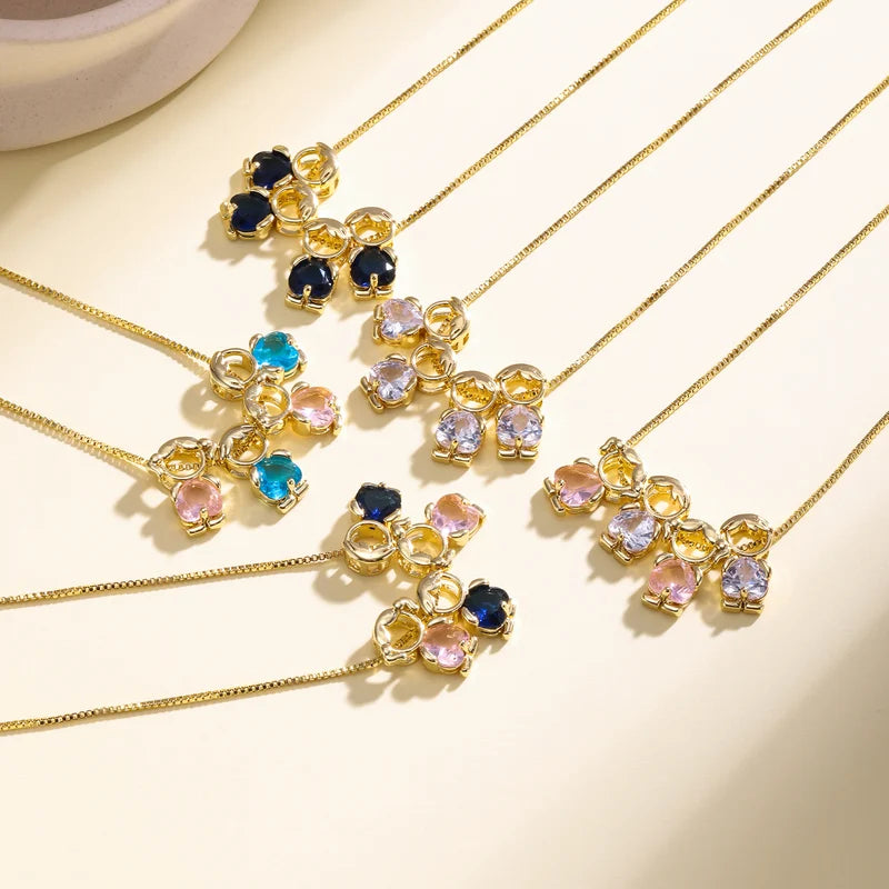 Birthstone Charm Necklace for Women - Heart Pendant with Cubic Zirconia, Gift Jewelry