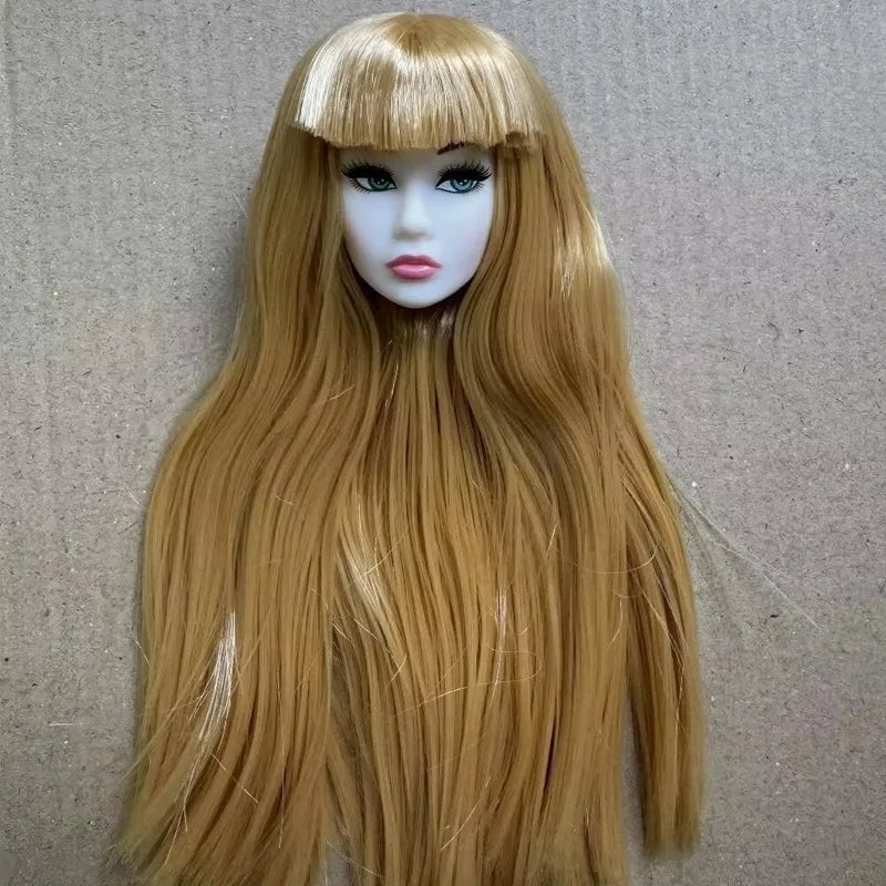 DIY Doll Head with Long Hair for 1/6 Figures, Face Practice Accessory