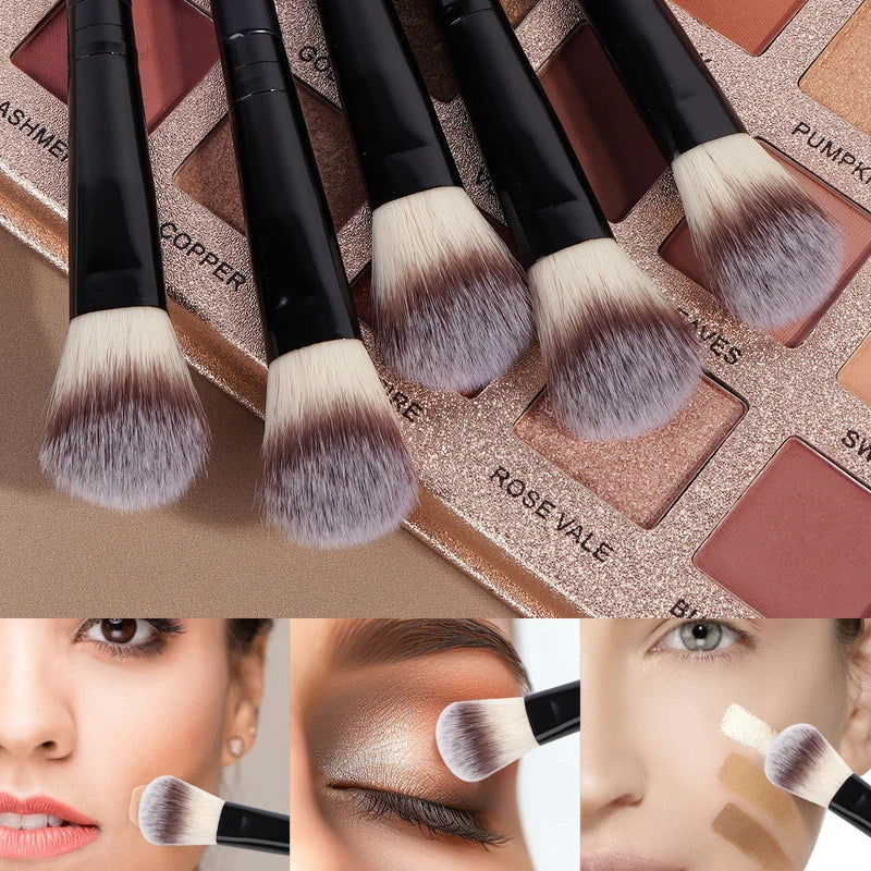 Facial Makeup Brushes Set - 5 Soft Synthetic Bristle Detail Brushes for Concealer and Cosmetics
