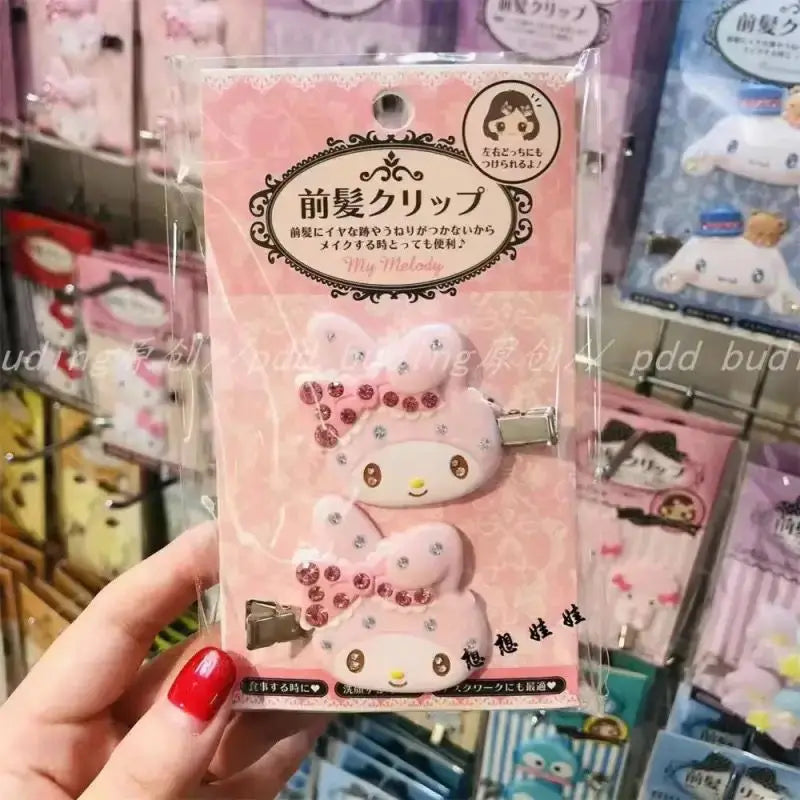 Cute Sanrio Cartoon Pig Hair Clips Diamond Pearl Hair Accessories for Bangs