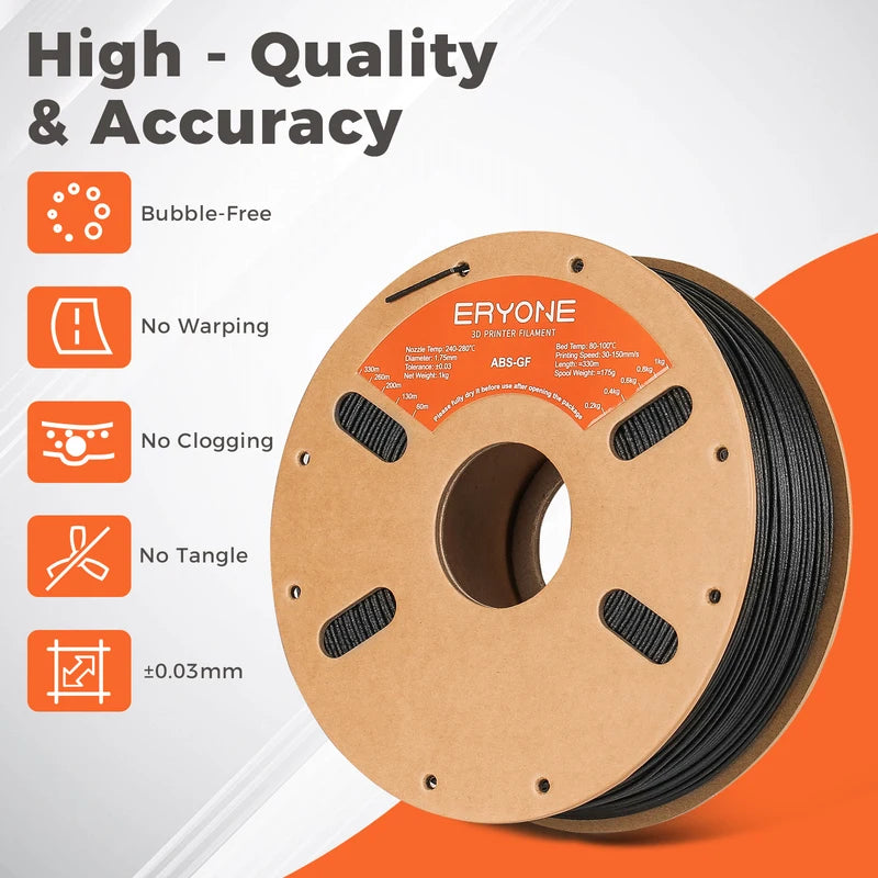Glass Fiber ABS Filament for 3D Printing - 1, 3, 5, 10kg Wholesale Spools