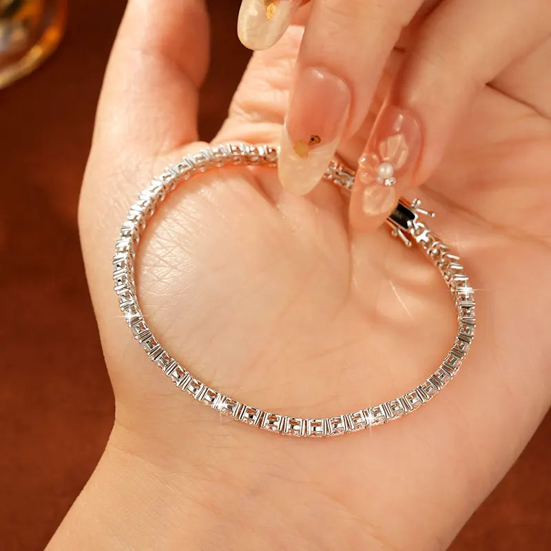 Moissanite Tennis Bracelet 14k Gold Filled Women Men Couples Sparkling Jewelry