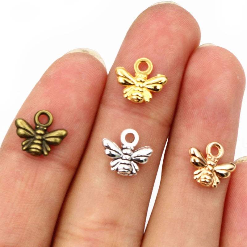 30pcs Bee Charms Jewelry Making Pendants Antique Bronze & Gold Plated DIY Craft