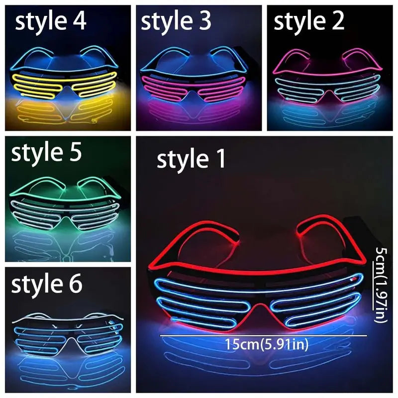 Wireless LED Glowing Glasses Colorful Neon Light-Up Costumes for Halloween & Parties