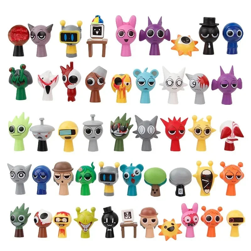 24/48pcs Anime Action Figures Toy Set Sprunki Cartoon Game Collectibles
