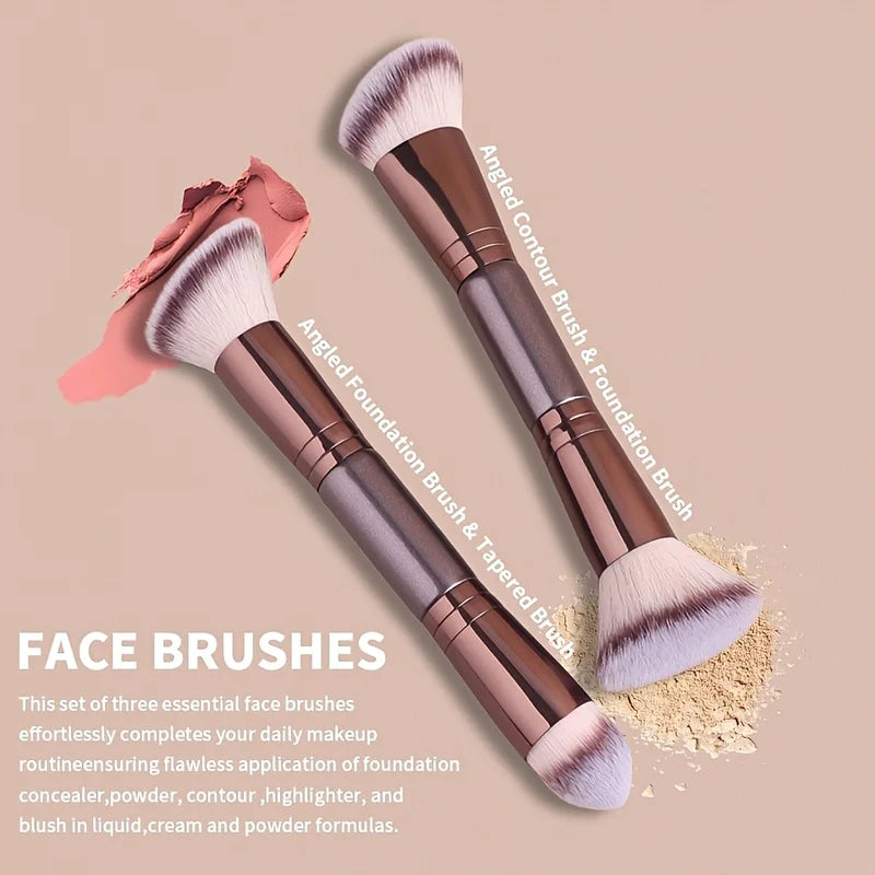 Dual-Ended Makeup Brush Set - 6 Pcs Foundation Concealer Contour Brushes for Beginners