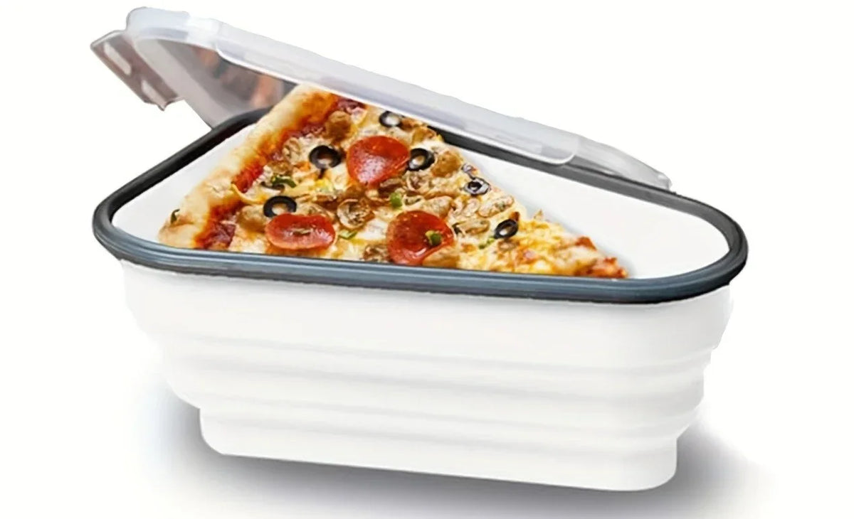 Silicone Pizza Storage Container with 5 Microwavable Dividers - Collapsible & Reusable