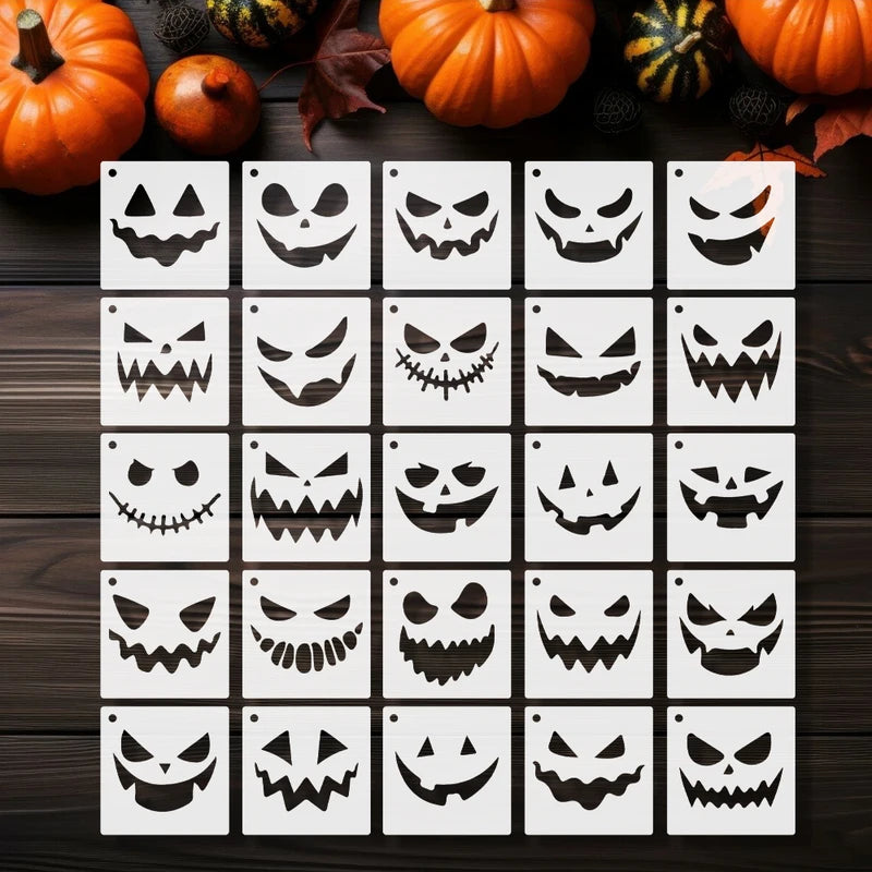 Pumpkin Face Stencils Pack of 25 for Halloween DIY Crafts Home Decor