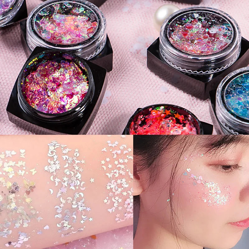Long Lasting Body Glitter Gel Sequins for Face Hair & Body Prom Party Mermaid Scales