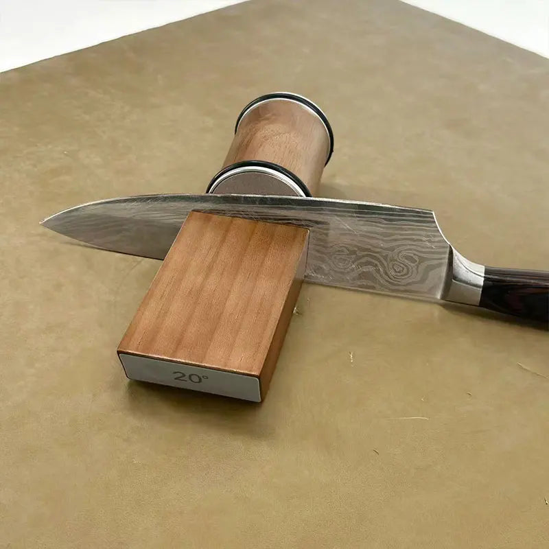 Knife Sharpener Kit with Magnetic Holder & Diamond Stone - 15° & 20° Angles