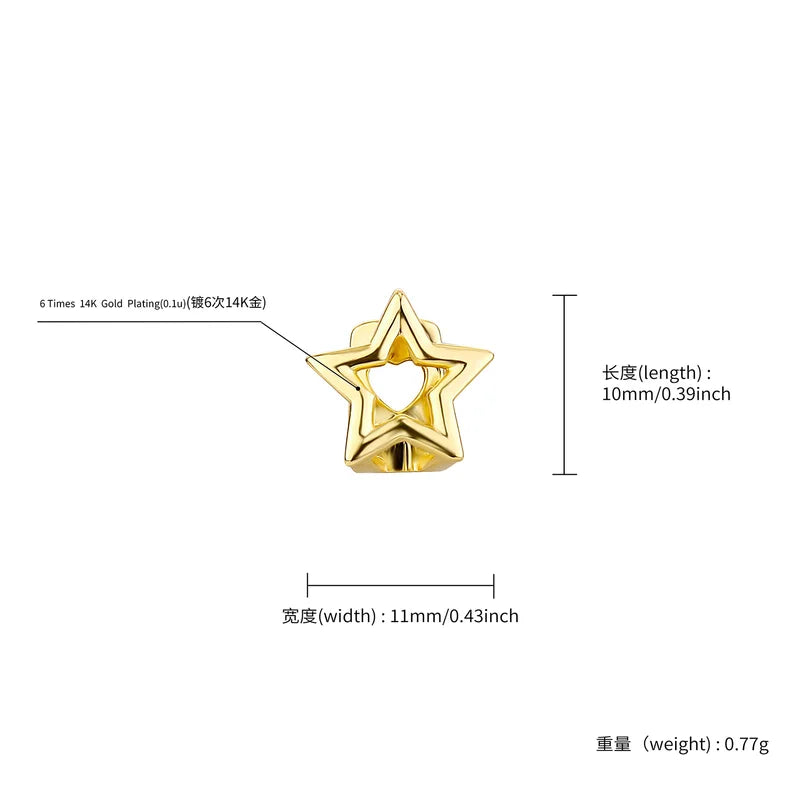 Punk Hollow Pentagram Star Grillz Teeth Caps for Men Women Halloween Costume Jewelry
