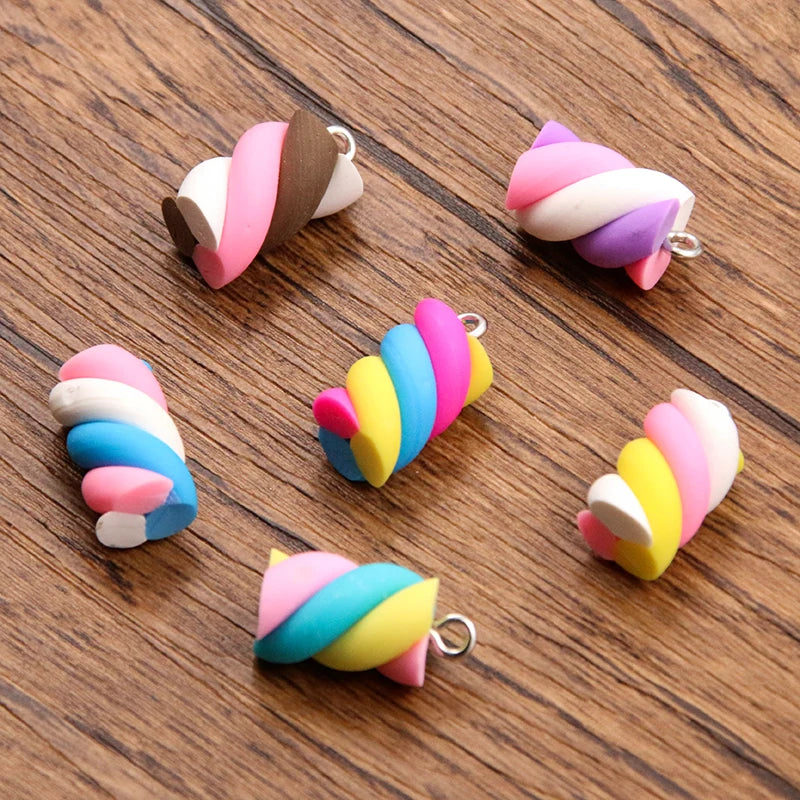 10Pcs 10x20mm Colored Cotton Candy Earring Charms Jewelry Findings Kit