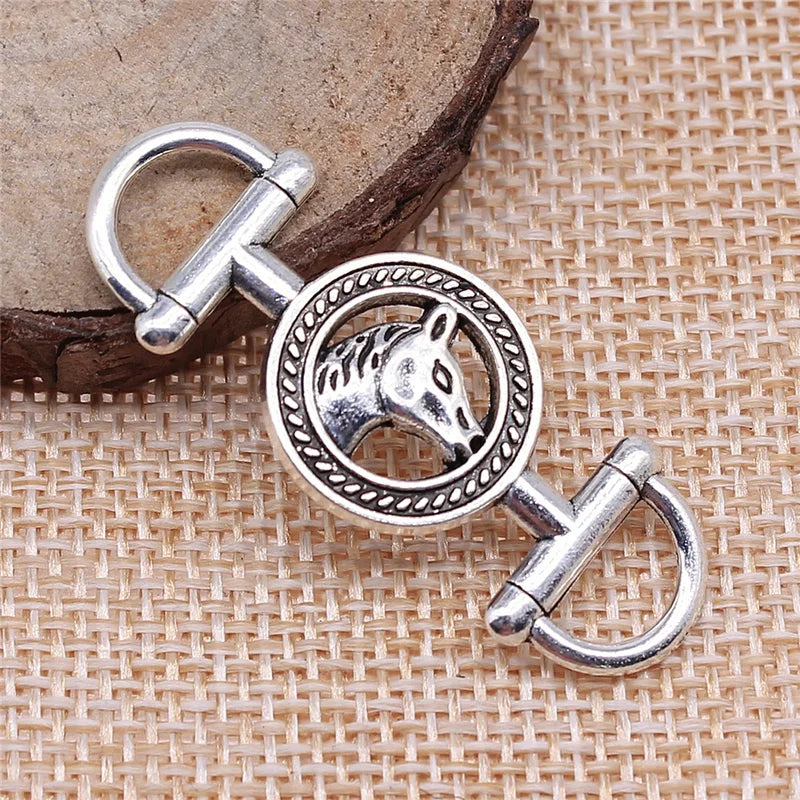 Horse Charms Pendants for Jewelry Making 43x17mm 2 Colors 5pcs - DIY Bracelet Findings