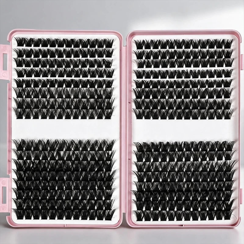 Cluster Lashes D Curl Fluffy Volume False Eyelash Extensions - Thick, Individual, DIY