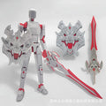 Multi-Jointed Action Figure Robot with Customizable Colors and Accessories
