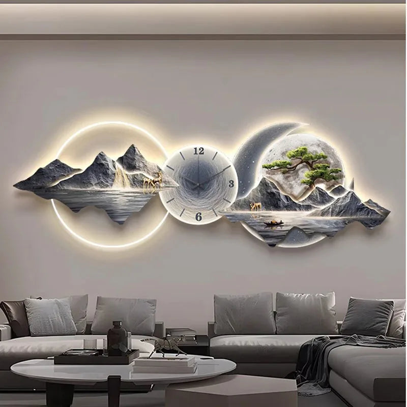 Large Modern Wall Clock - Silent Living Room Wall Art Decor