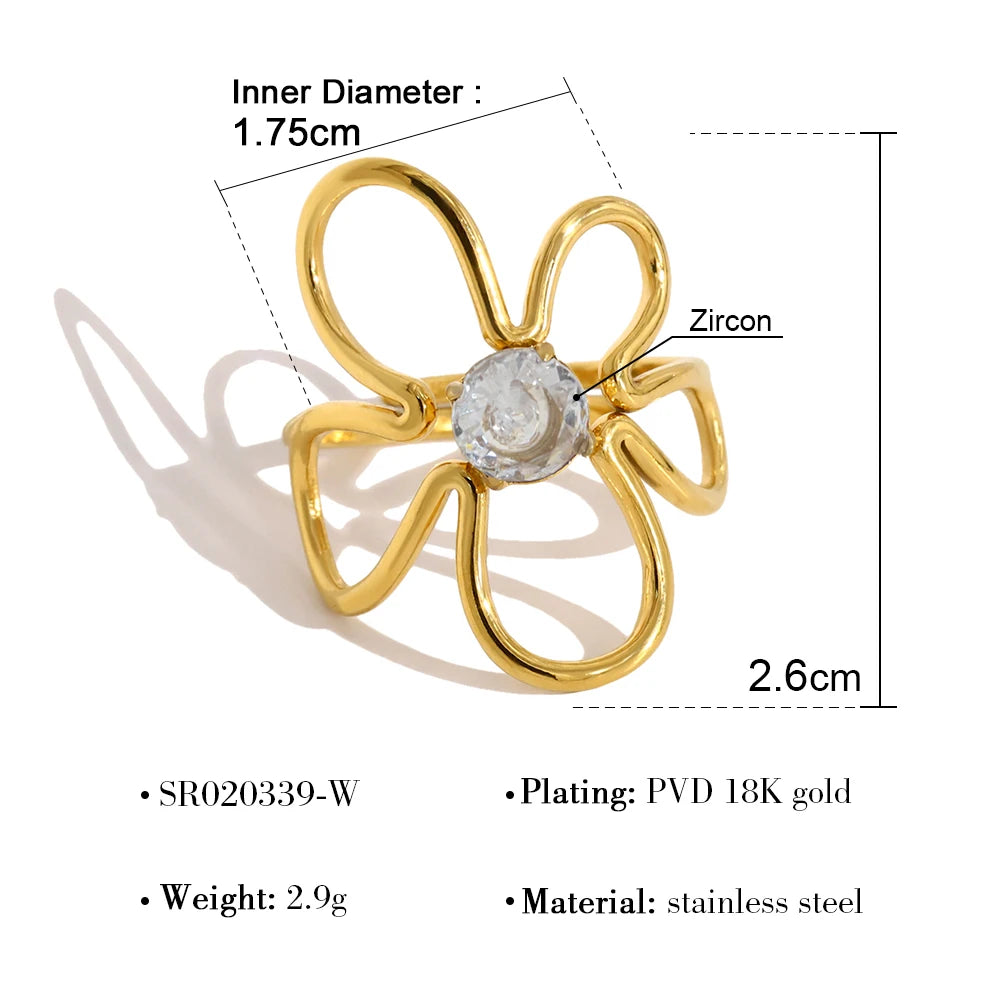 Wild & Free Irregular Gold Plated Stainless Steel Ring for Women - Trendy Vintage Jewelry