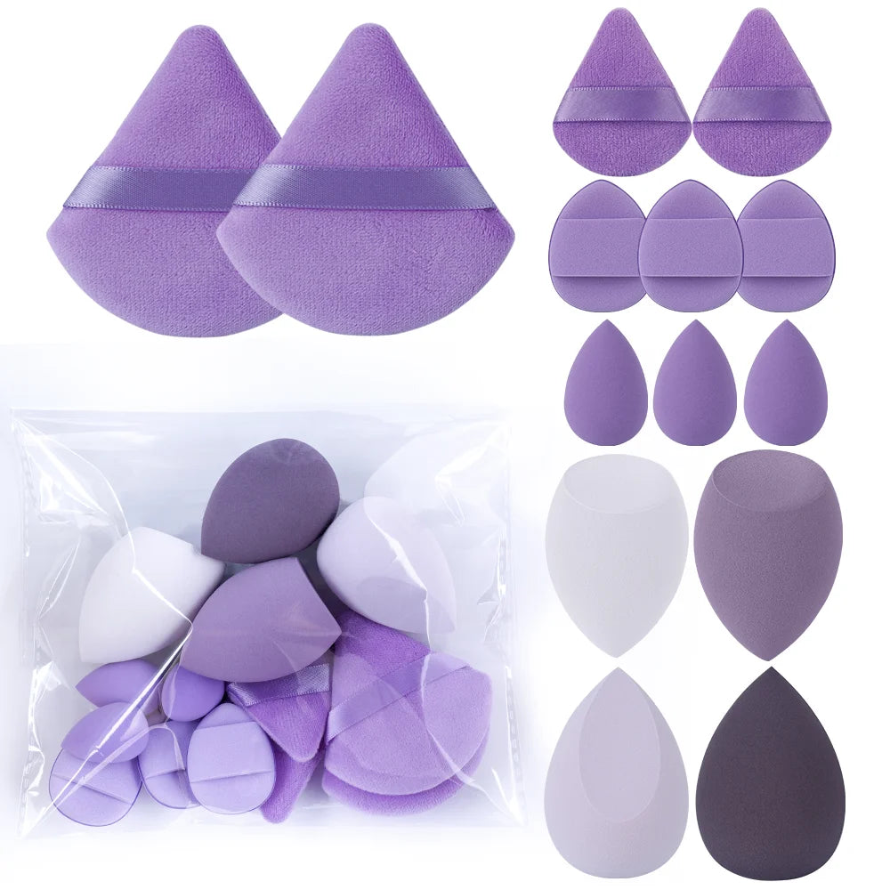 14Pcs Makeup Sponge Set Cosmetic Blenders & Beauty Egg Tools - Multi Color