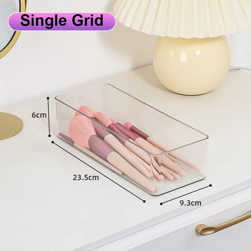 Acrylic Cosmetics Storage Box for Lipstick & Makeup Brushes, Layered Organizer, Desktop Drawer, Clear
