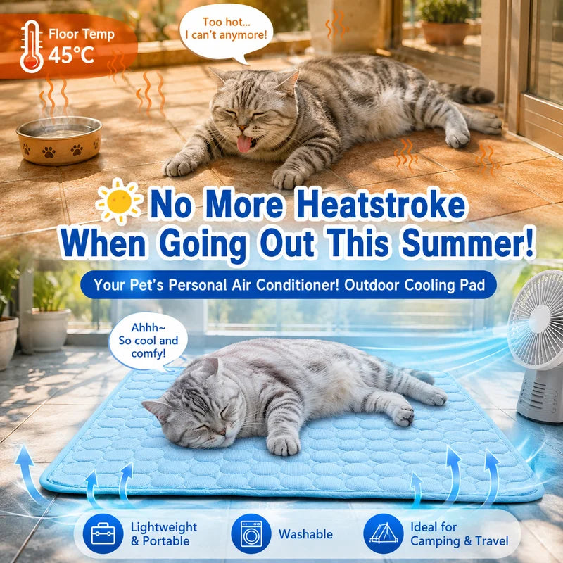 Cooling Pet Bed Mat - Washable Ice Gel Mattress for Dogs & Cats