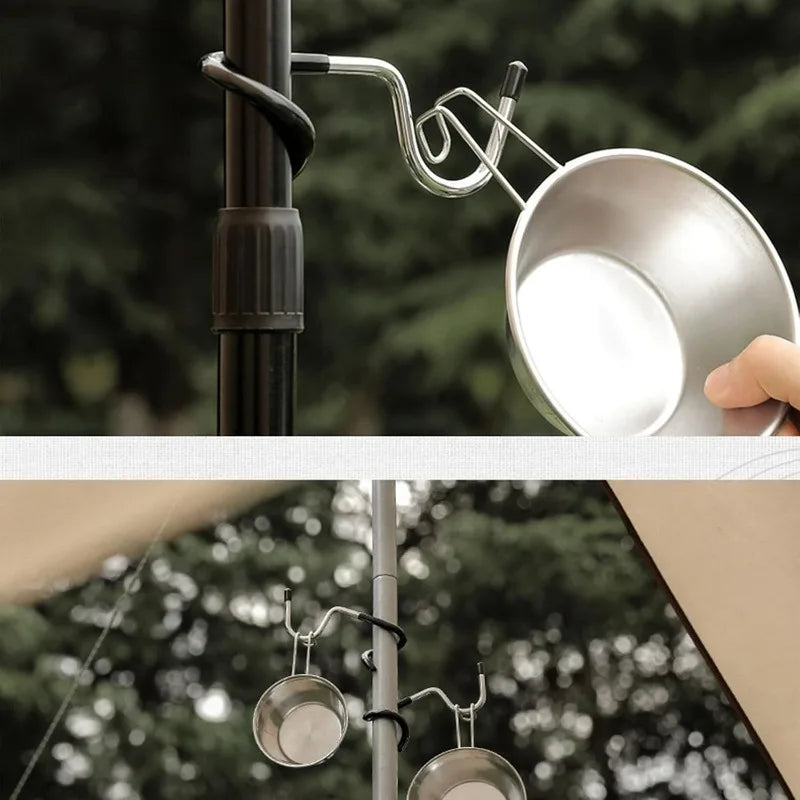 Outdoor Camping Light Hook Stainless Steel Tree Pole Hanger Non-slip Tent Lamp Accessory