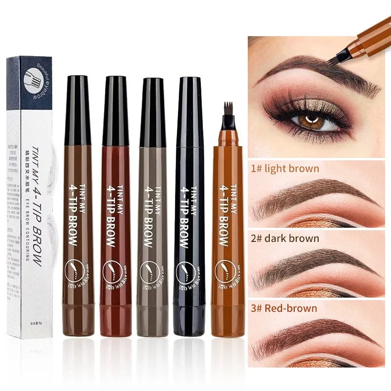 Long Lasting Waterproof Eyebrow Pencil - Smudge Proof, High Pigment Liquid Brow Makeup Pen