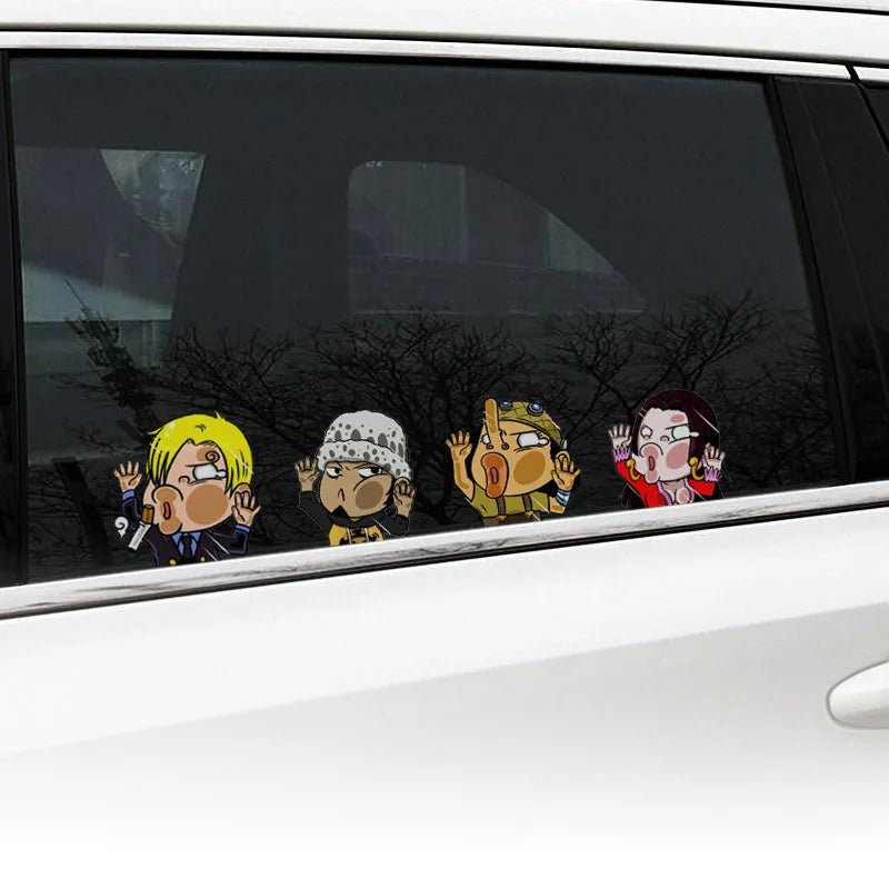Personalized 3D Cartoon Anime Car Stickers - Funny Face-Shaking Glass Decor