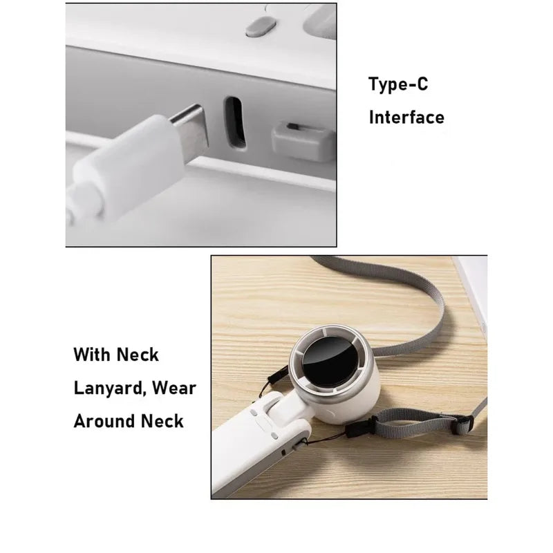 USB Rechargeable Portable Handheld Fan with Long Battery Life 3-in-1 Personal Cooling