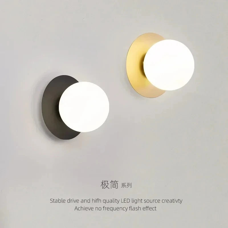 Indoor Bedside Wall Lamp with LED Wall Sconce for Bedroom and Living Room, Gold & Black Finish