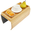 Foldable Bamboo Couch Cup Holder Tray for Sofa Armrest - Non-Slip Sofa Side Storage