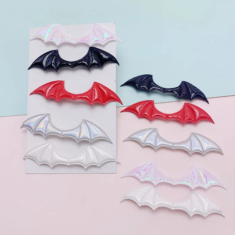 Halloween Demon Bat Wings Padded Leather Fabric Appliques for DIY Costume Accessories