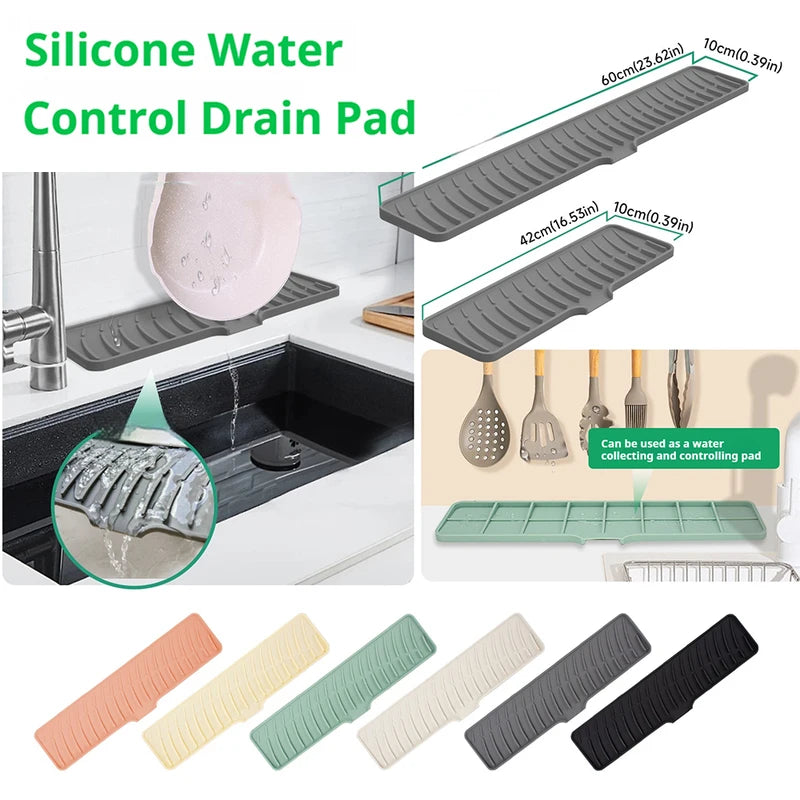 Kitchen Sink Drain Mat Silicone Drying Pad Anti-Slip Drainage Protector
