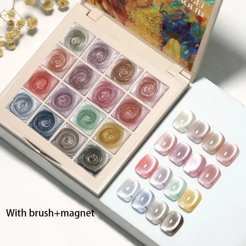 Magnetic Gel Nail Polish Set - 16 Colors for Professional & Home Use