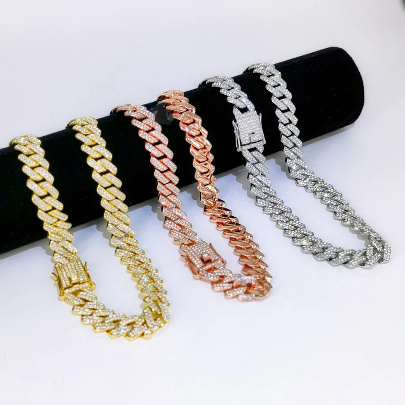 Men's Cuban Link Necklace 14MM Iced Out Chain Hip Hop Jewelry