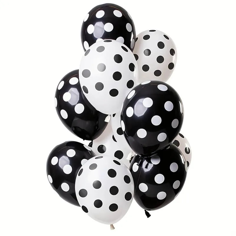 12 Pack 12-Inch Black and White Polka Dot Latex Balloons for Baby Shower Birthday Wedding