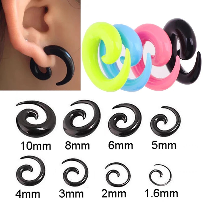 Multicolour Acrylic Ear Plugs & Tapers Set for Stretching - 1.6mm to 10mm