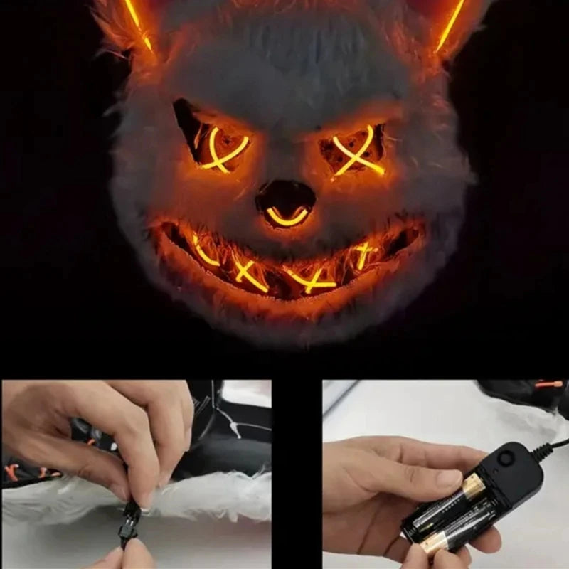 Luminous Animal Mask for Halloween Party Cosplay LED Light-up Costume Prop