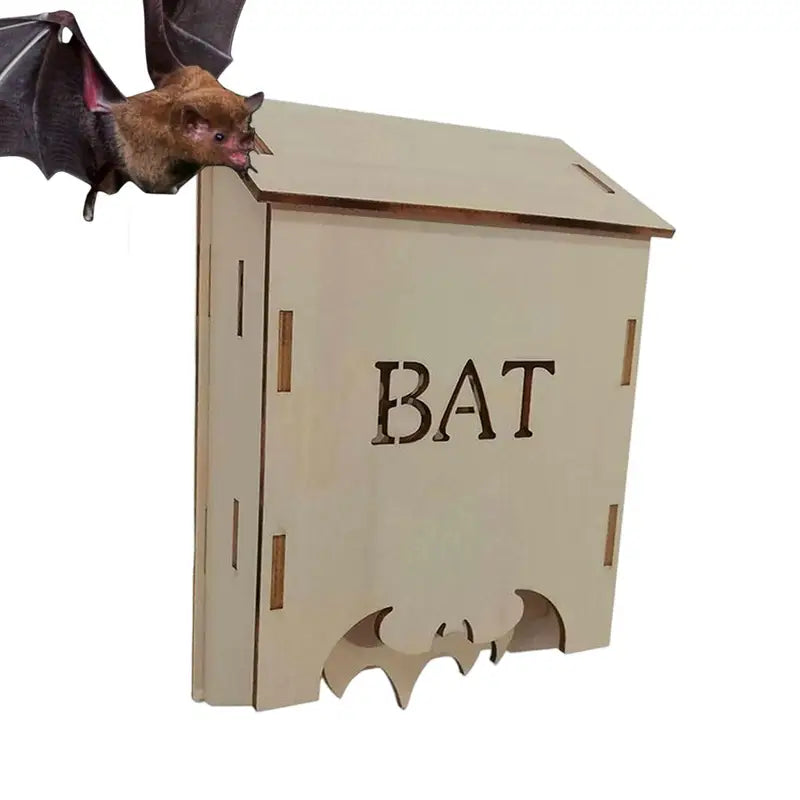 Wood Bat House Outdoor Animal Habitat Shelter for Gardeners and Nature Lovers
