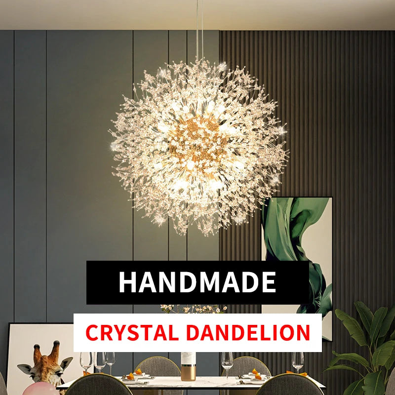 Nordic Modern Crystal Chandelier for Living Room & Bedroom - Energy-Efficient LED Lighting