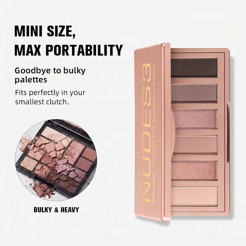 Mini Eyeshadow Palette with Matte & Shimmer Neutral Shades – Long-Lasting, Blendable, Portable Makeup