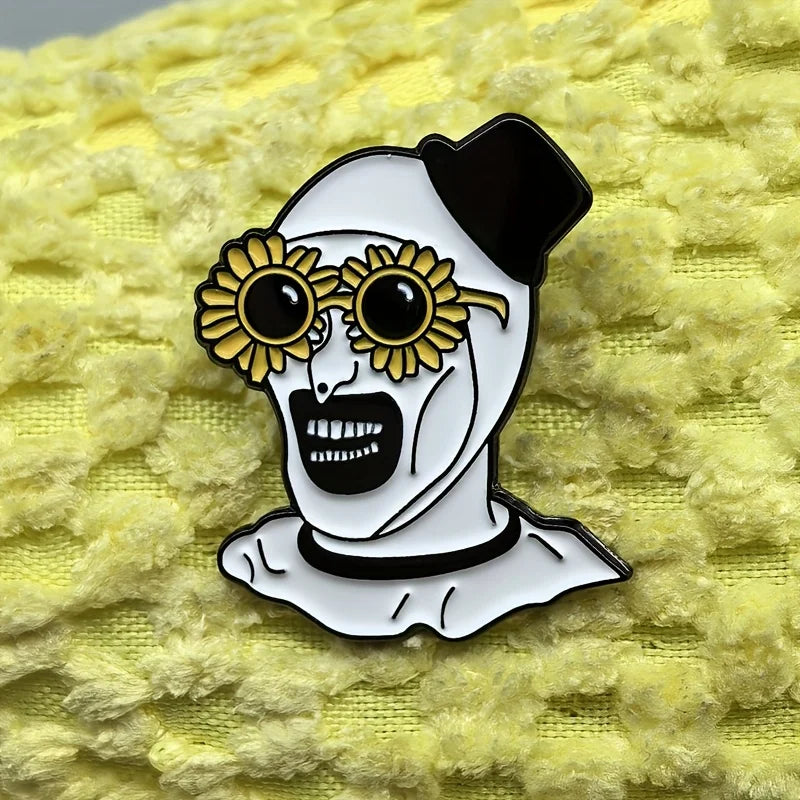 Halloween Sunflower Clown Enamel Pin Horror Movie Brooch Badge Accessory