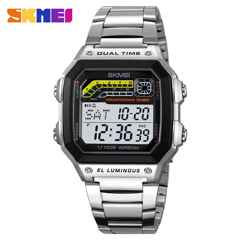 Digital Sport Watch Waterproof Men's LED Countdown Wristwatch - Shockproof