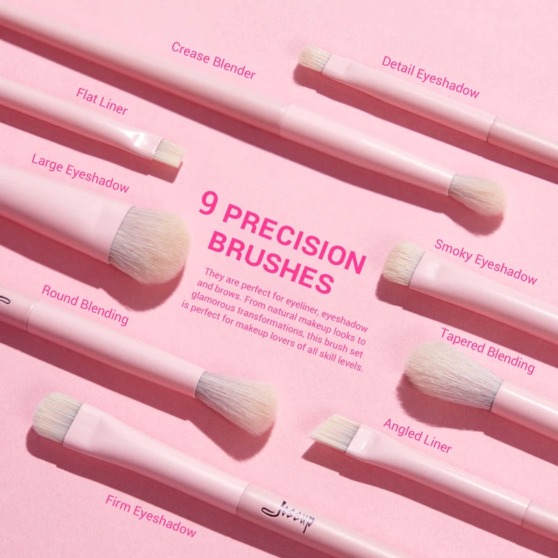Pink Makeup Brush Set 14pcs - Vegan Face & Eye Cosmetics Tools
