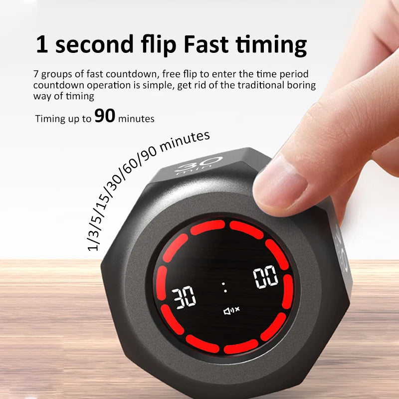 Digital Gravity Sensor Timer 90-Minute Visual Flip Timer for Home Kitchen Study Office