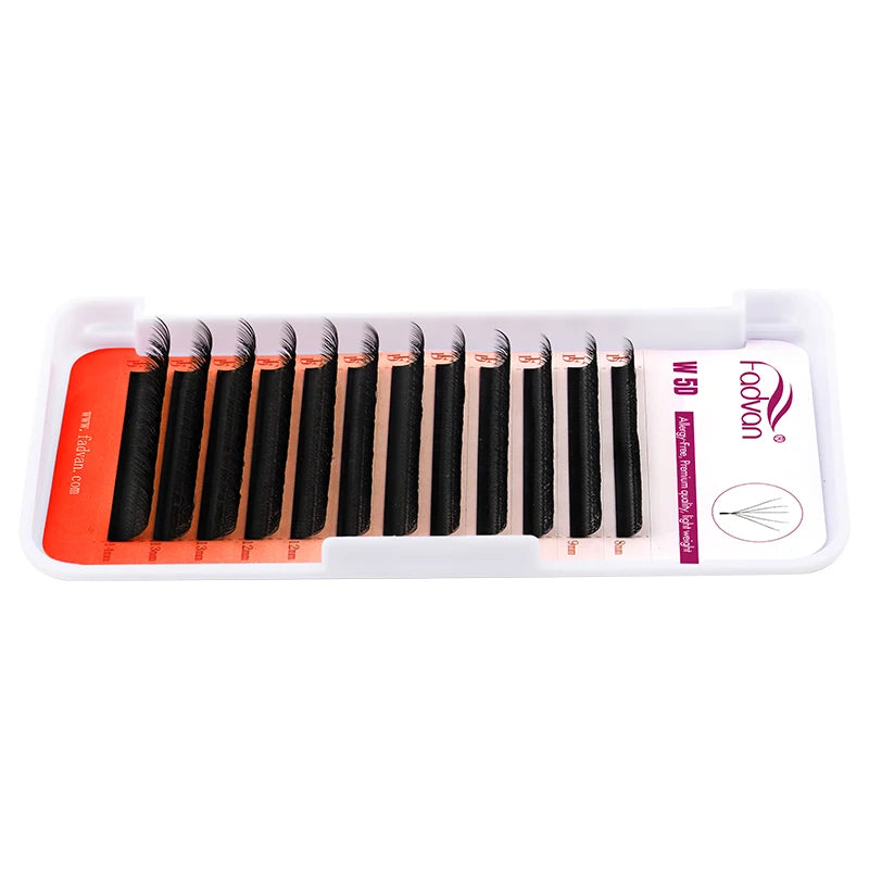 Eyelash Extension W-Shape Fans 0.07mm for Professional Natural Look - 10 Pcs