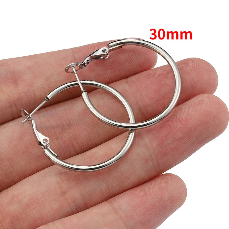 Stainless Steel Hoop Earrings Set - Large Round Earrings for Women Jewelry Making DIY